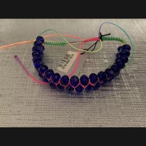 New Girls Alexia Crawford Glass Braided Friendship Bracelet Purple Pink Neon Grn